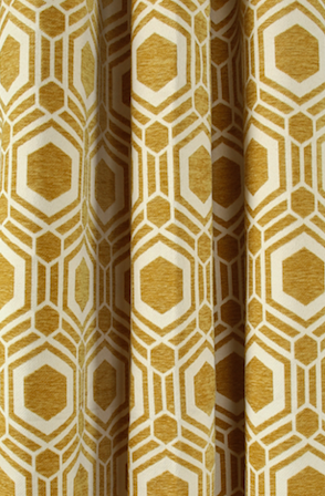 Mustard Hexagon Designed Curtain